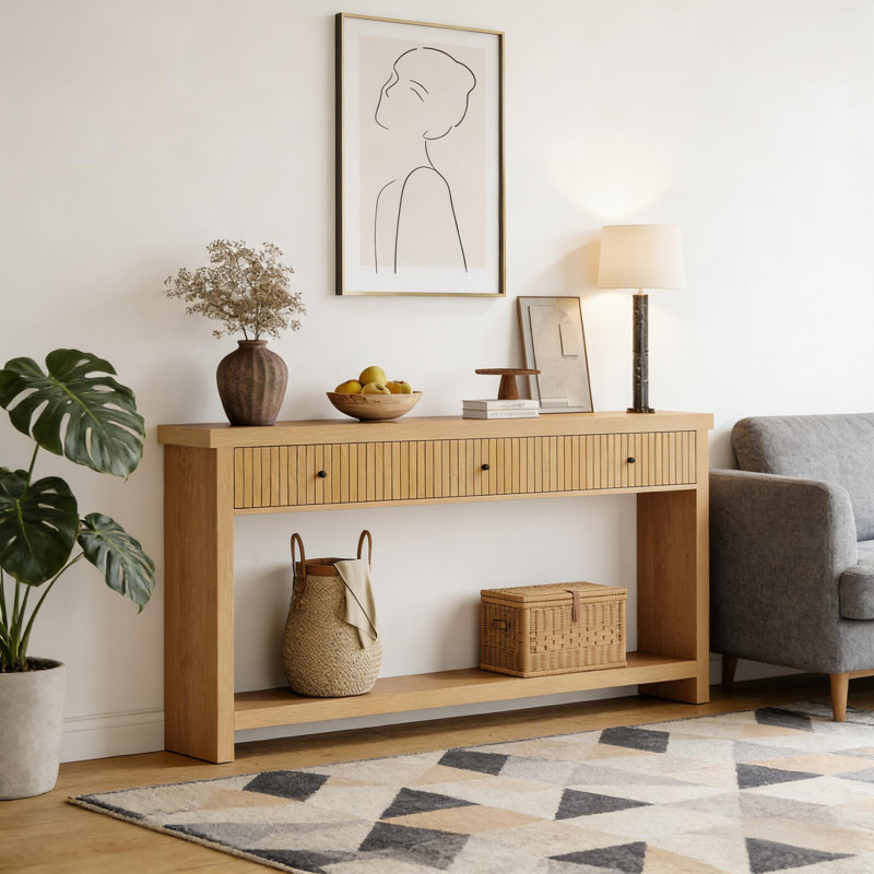 Table basse, table longue moderne, canapé en bois