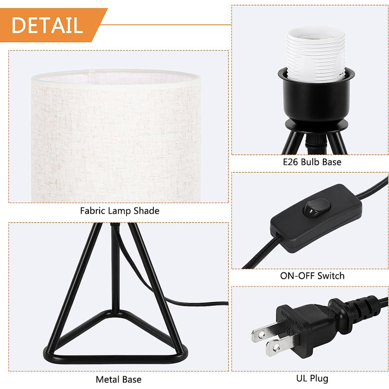 Lampe trépied en métal, Crème