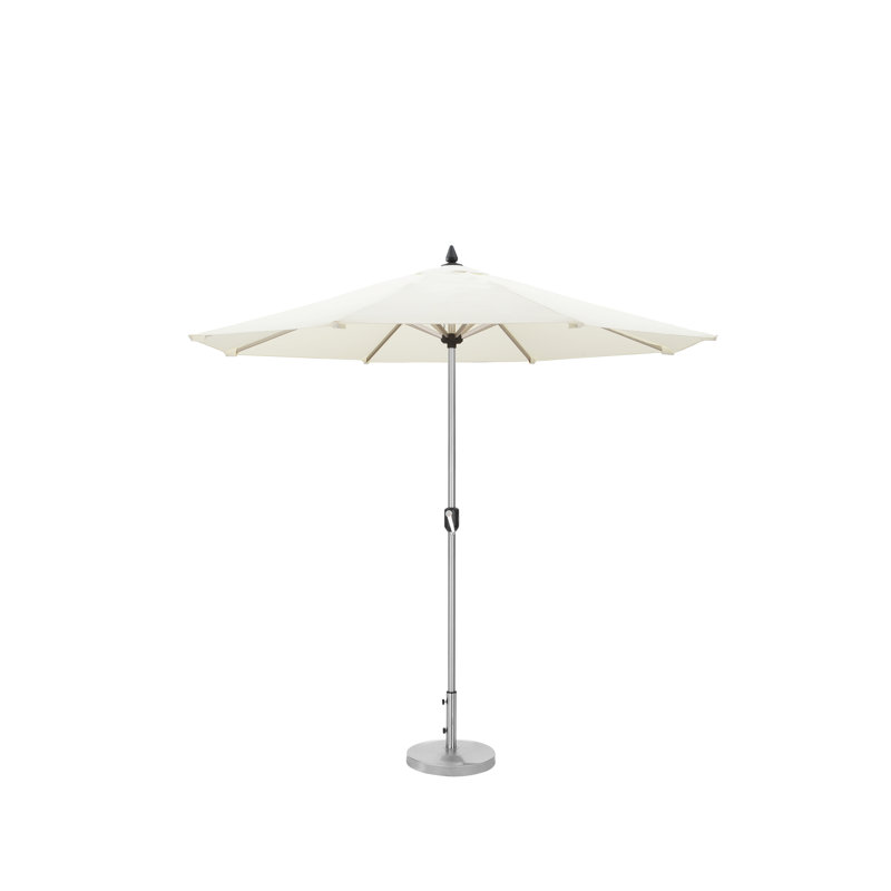 Parasol de marché de 108 po avec poteau en aluminium et manivelle Aynura, Aluminium anodisé, Blanc
