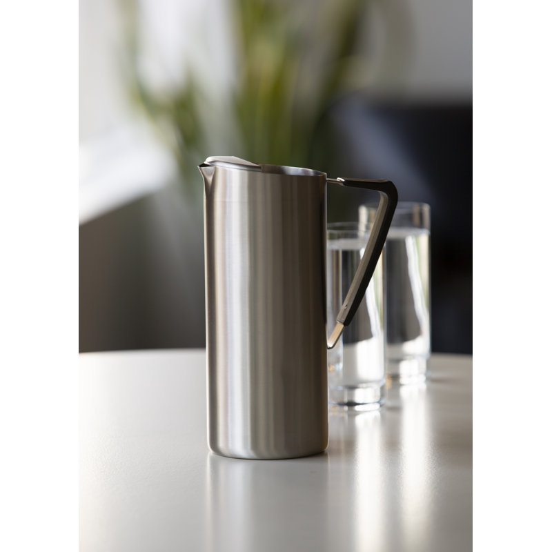 Carafe d'eau mince en acier inoxydable de 1,9 litre avec pare-glace, 54 oz, Argent argent