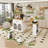 80-Inch Expandable Kitchen Island With Dining Table, Solid Wood Grain Countertop With Power Outlet, Mobile Storage Cart With Cabinet & 2 Drawers, Kitchen Prep Table-1956107247