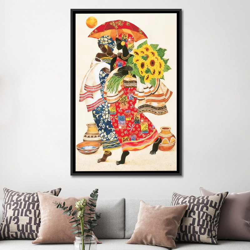 «Sunflowers», impression sur toile, H 26 po x l 18 po x P 1,5 po, Toile avec cadre noir, Pas de tapis