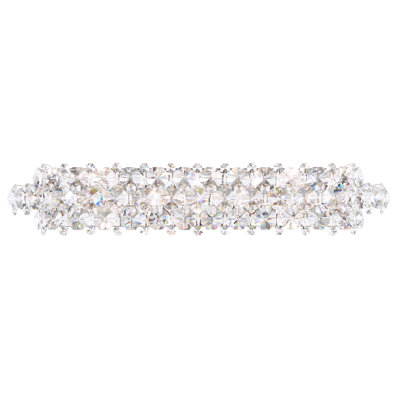 Baronet 7 Light 35in x 6.5in Bath Vanity & Wall Light in Polished Stainless Steel with Clear Radiance Crystals