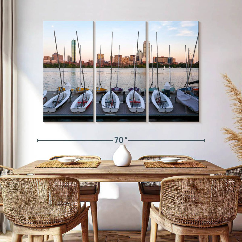 Mehar voiliers amarrés à Boston, H 20 po x l 33 po