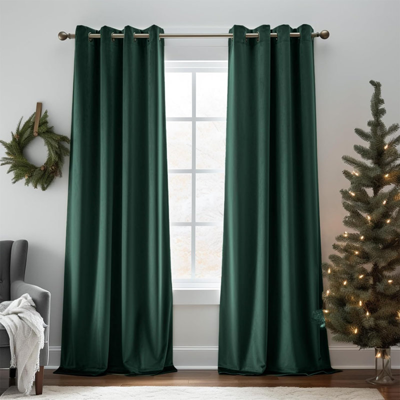 Rideau 100% velours occultant Luxury, L 52 po x L 63 po, Vert foncé