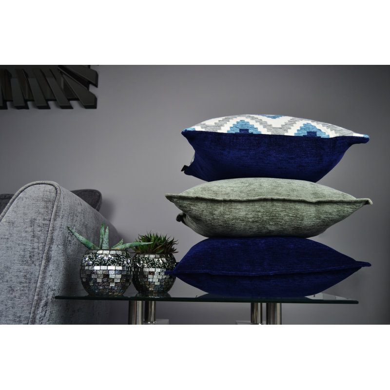 Lori Chevron Square Cushion, Denim Navy Blue, 60 x 60cm