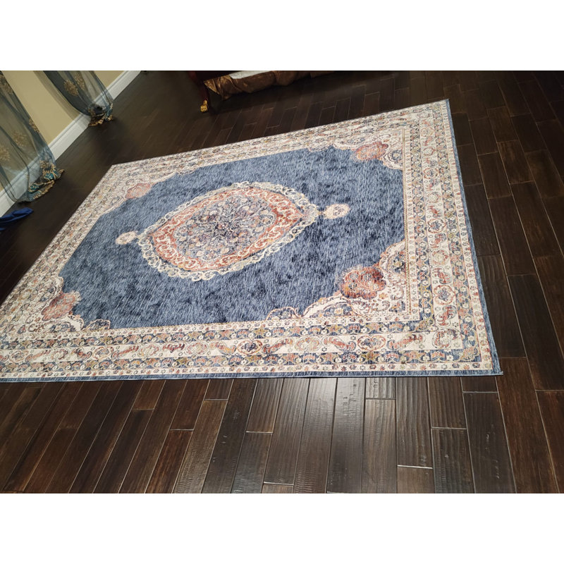 Oriental Area Rug in Stonewash Blue