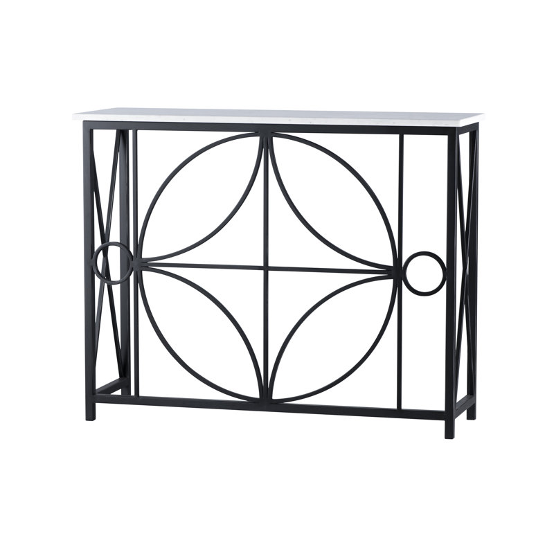 Rome Console Table, Carrera Marble, Flat Black