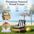 Kids Outdoor Wooden Chaise Lounge with Umbrella and Blue & White Striped Cushion-1103274056