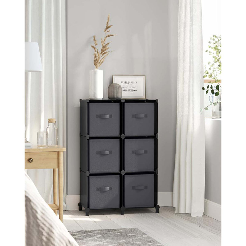 Cube Storage Organizer With Storage Boxes, Set Of 6-Cube Organizer, 6 Collapsible Non-Woven Fabric Bins, Customizable, Space-Saving, Bedroom