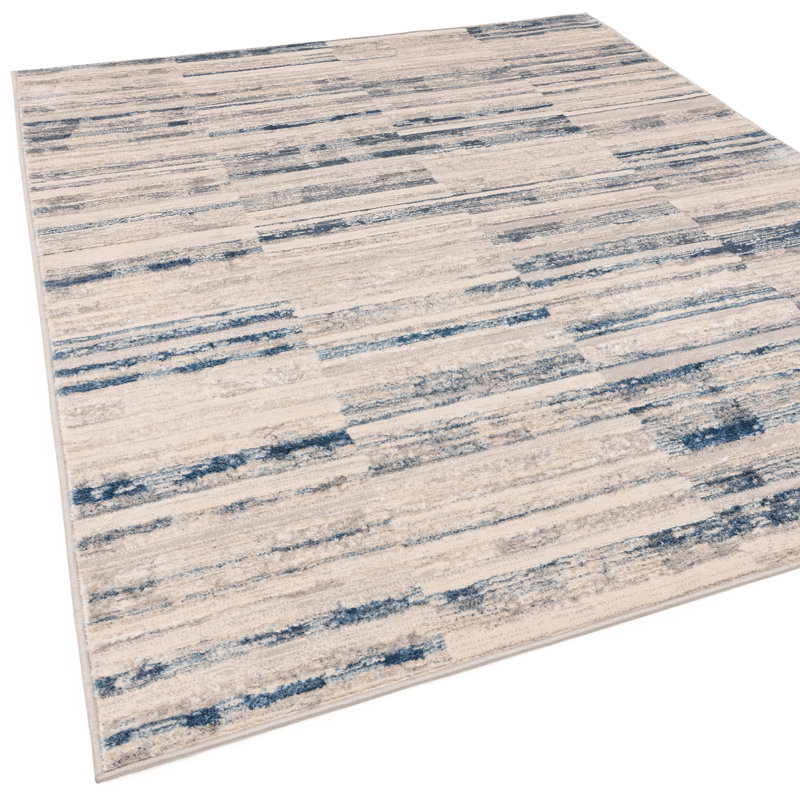 Anandita Stripe Blue Area Rug, Rectangle 120 x 160 cm