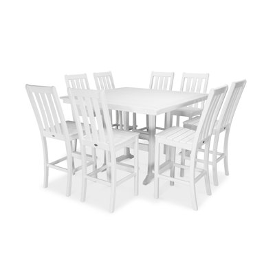 POLYWOOD Vineyard 9-Piece Nautical Trestle Bar Set