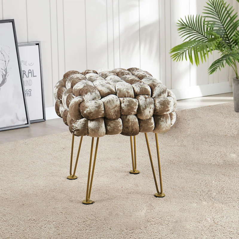 Repose-pieds carré en velours de 16 po de largeur, Velours taupe simple