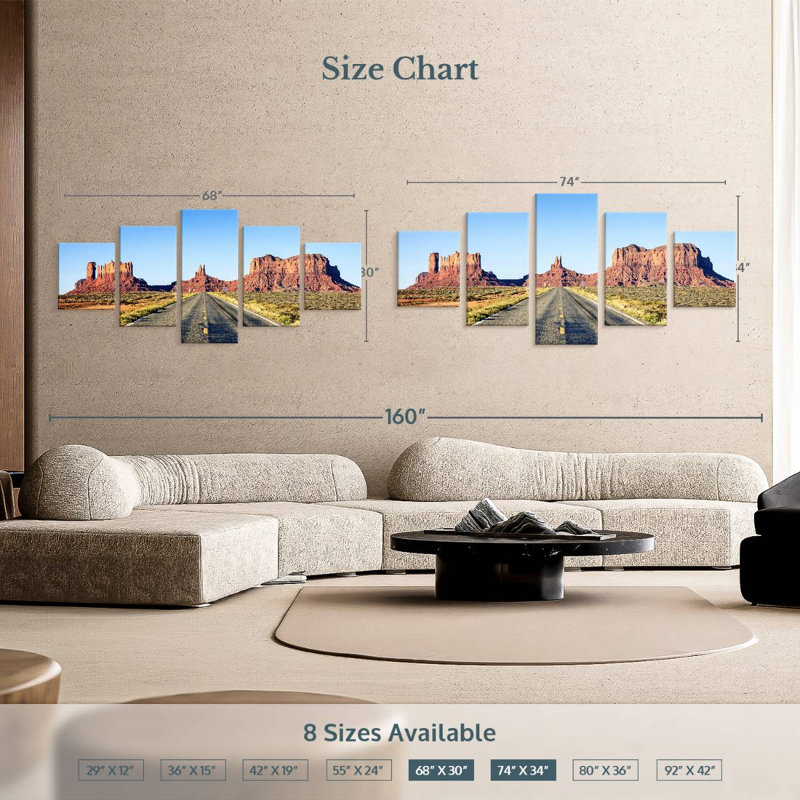 Route vers Monument Valley, H 12 po x l 29 po
