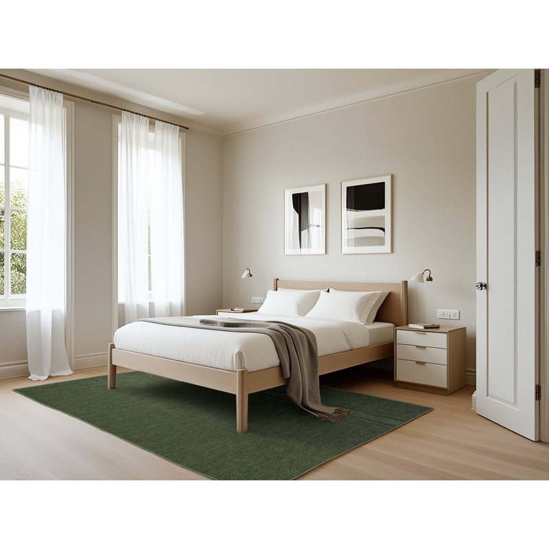 Tapis vert uni lavable à la machine, Rectangle 5 pi x 7 pi