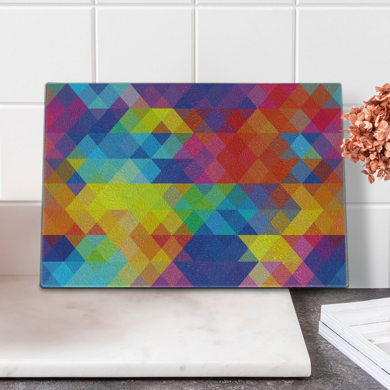 Multicolore planche à découper en verre trempé Ambesonne