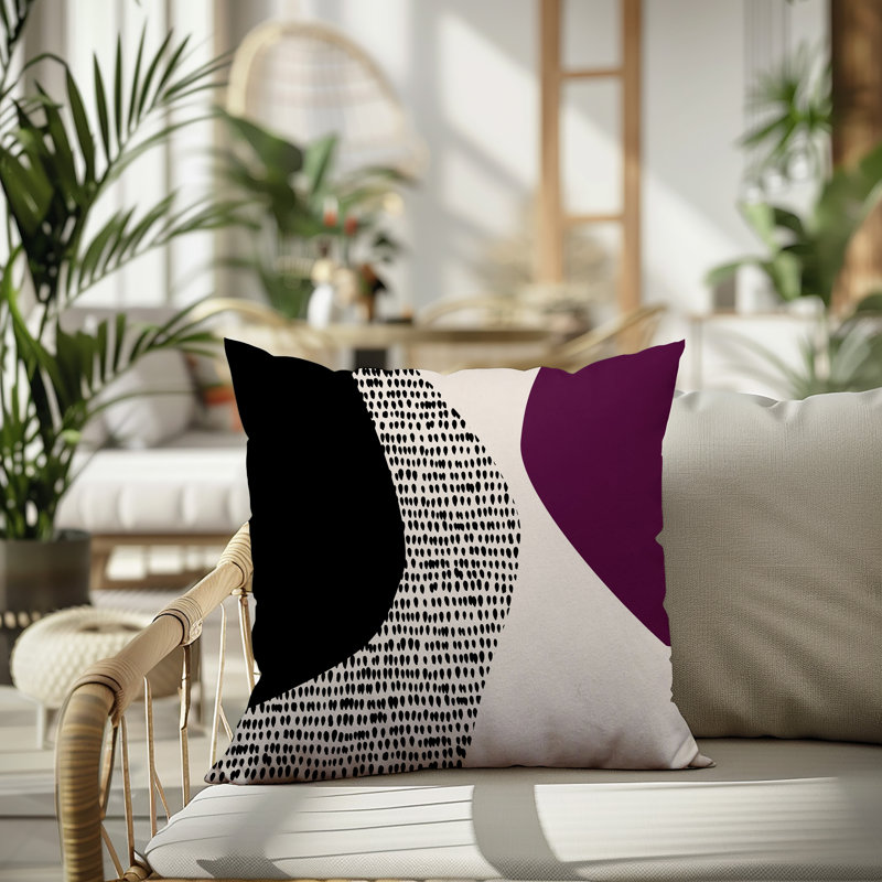 Coussin carré intérieur / extérieur pia, 19"H x 19"W, Mauve / noir / blanc cassé