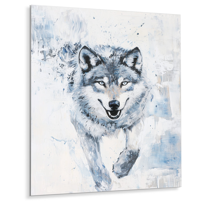 Winter Wolf Running In The Forest I - Animals Metal Decor, Wolf Metal Print, 20" H x 12" W