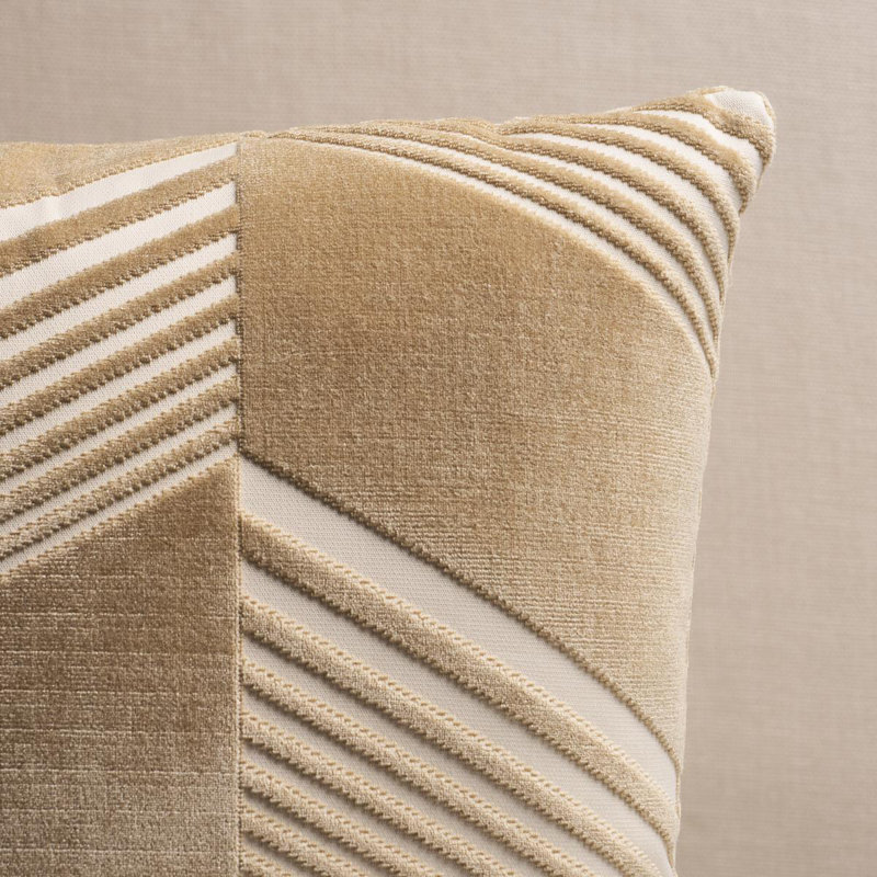 Schumacher x Victor Glemaud Jessie Cut Velvet Pillow, Tan, 18" H x 18" W