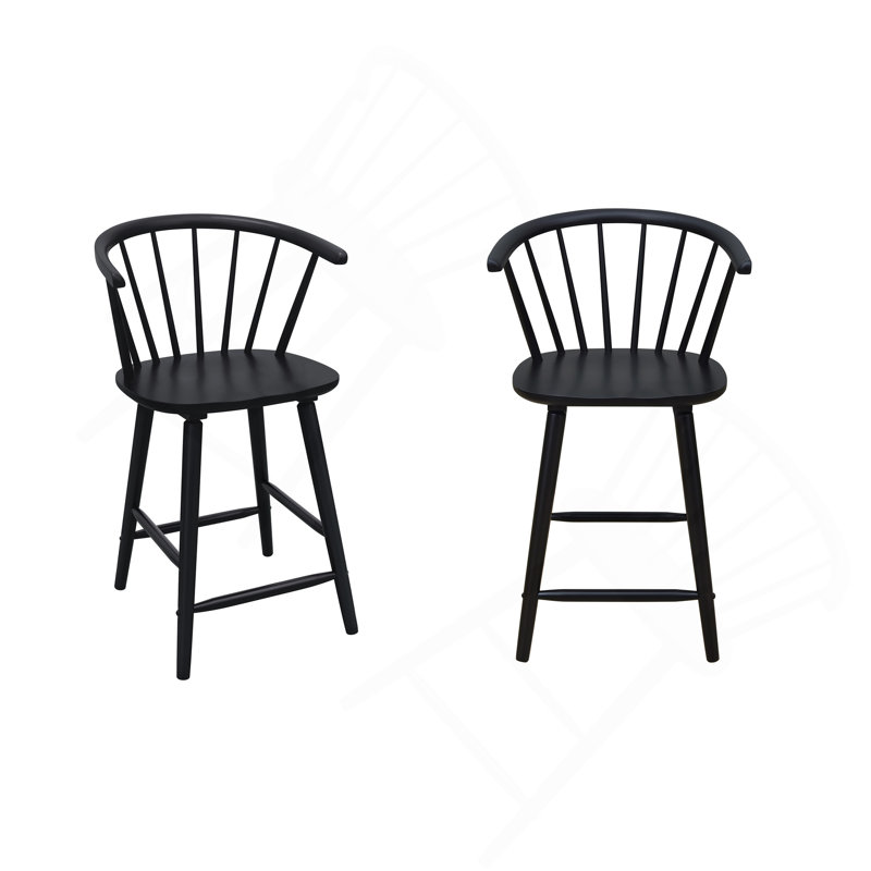 Tabouret de bar contemporain à hauteur de comptoir 2 pièces noir