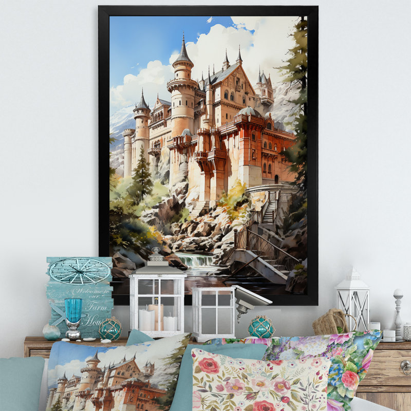 Forteresses majestueuses gardiens X - impressions sur toile de paysages urbains, H 32 po x l 16 po x P 1 po, Cadre photo noir