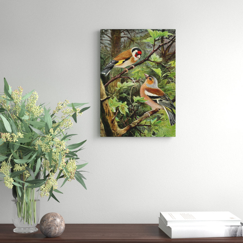 'Vintage Goldfinch and Chaffinch' by Wilhelm Kuhnert Painting Print on Canvas