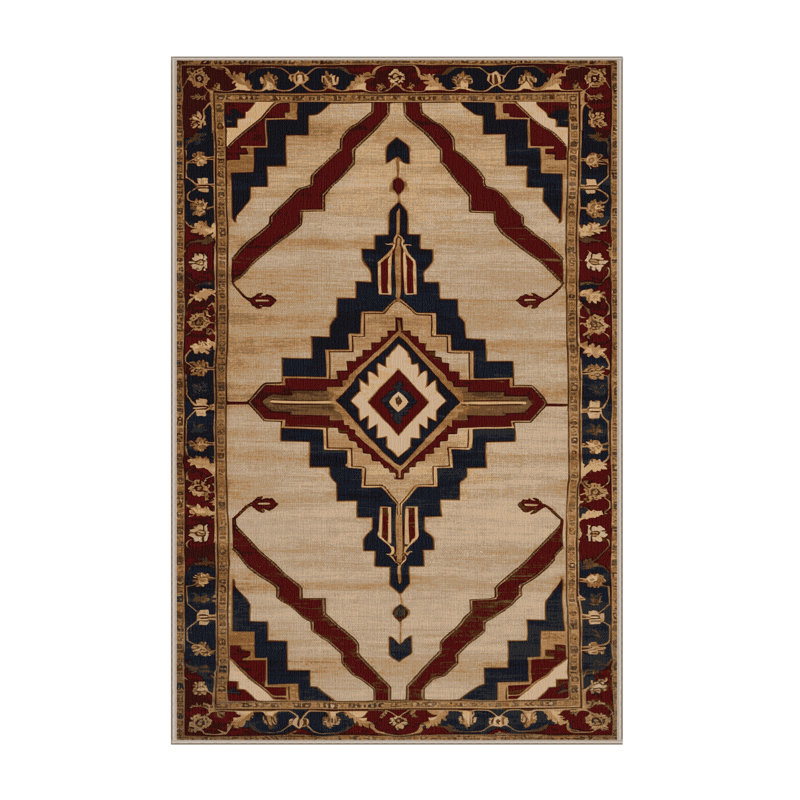 Tapis beige lavable à la machine, Rectangle 3 pi x 5 pi