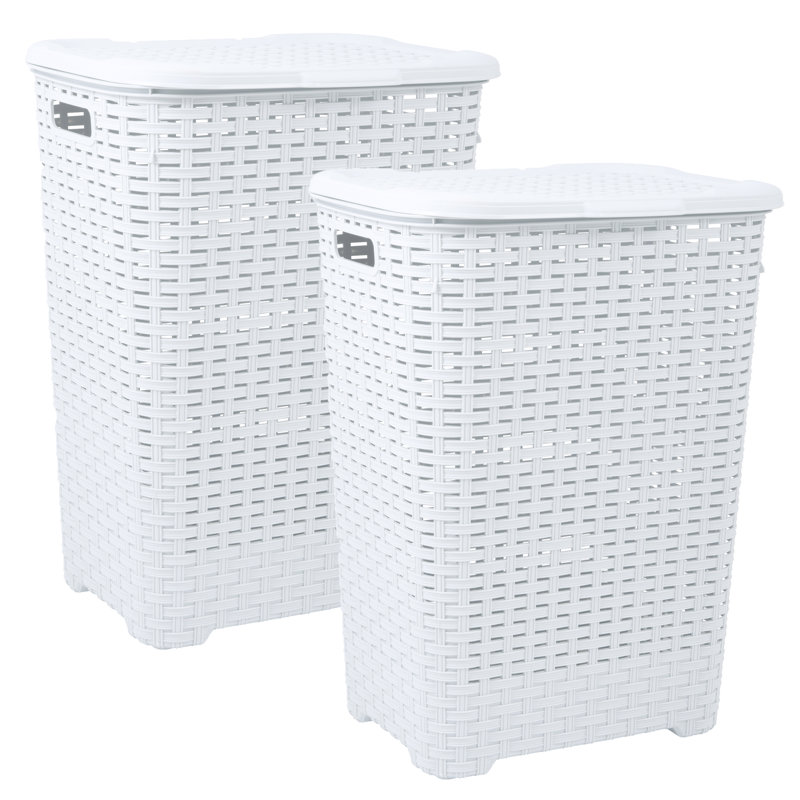 Panier à linge en osier, H 23,25 po x l 17 po x P 14 po, Blanc