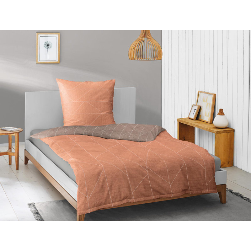 Paris Duvet Cover Set, Orange, 155 x 200cm Duvet Cover + 1 Pillowcase