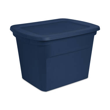 Sterilite Lidded Stackable 18 Gallon Storage Tote Container, Blue, 16 Pack