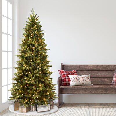 Slender Green Realistic Artificial Spruce Christmas Tree with Lights -  The Holiday Aisle®, BF8F122210D540768BE371FE7BD44501