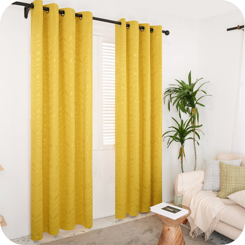 Abrahamsen Blackout Curtain Pair, Mellow Yellow, 46cm Width x 229cm Drop