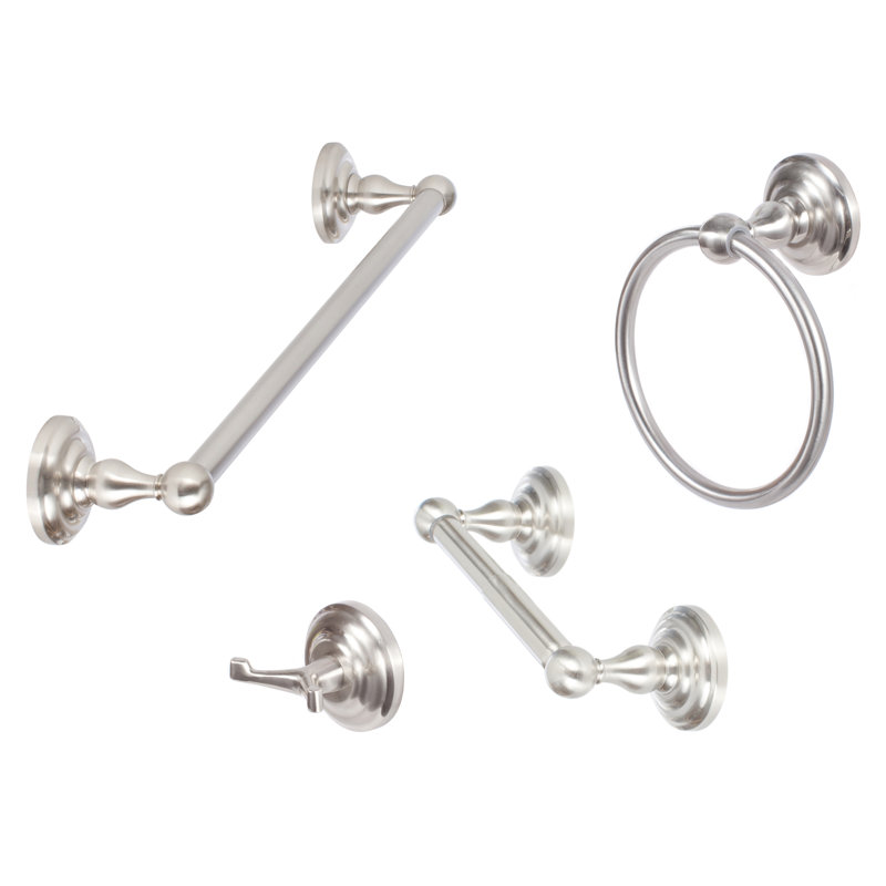 Ensemble de quincaillerie de salle de bain 4 pièces Boulder, Nickel satiné