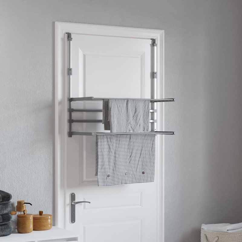 Aluminum Foldable Wall-Mounted Drying Rack, 95" H x 89" W x 25" D