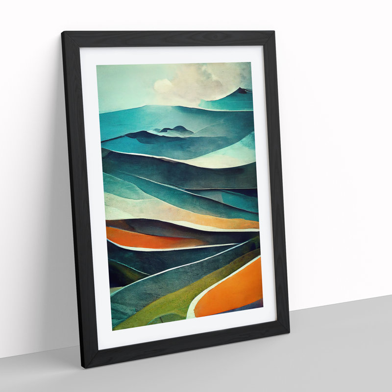Mountain Landscape Abstract No.4 - Framed Print, Black, 64cm H x 46cm W x 2cm D