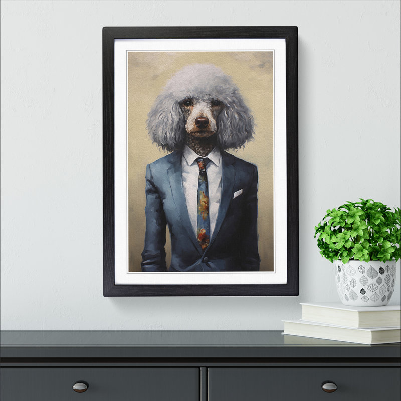 Poodle In A Suit No.5 - Single Picture Frame Print on Wood, Black Framed, 46cm H x 34cm W x 2cm D