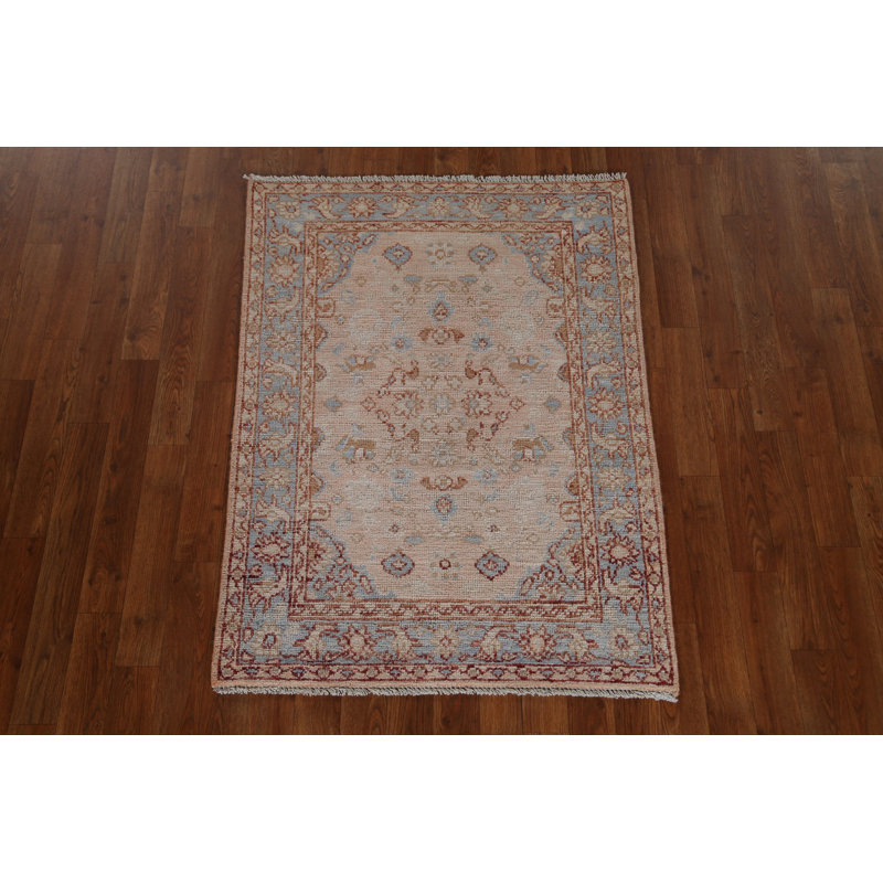 Geometric Oushak Turkish Wool Rug 3x4
