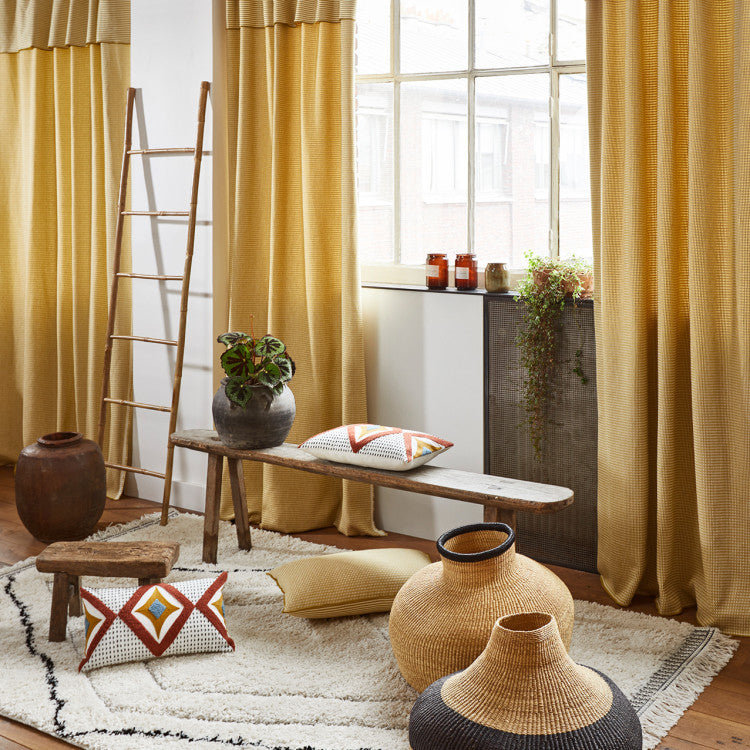 Donnie Cotton Room Darkening Curtain Single Panel, Natural/Yellow