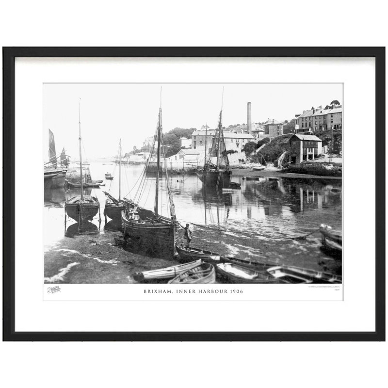 Brixham, Inner Harbour 1906 - Single Picture Frame Print, 28cm H x 36cm W x 2.3cm D
