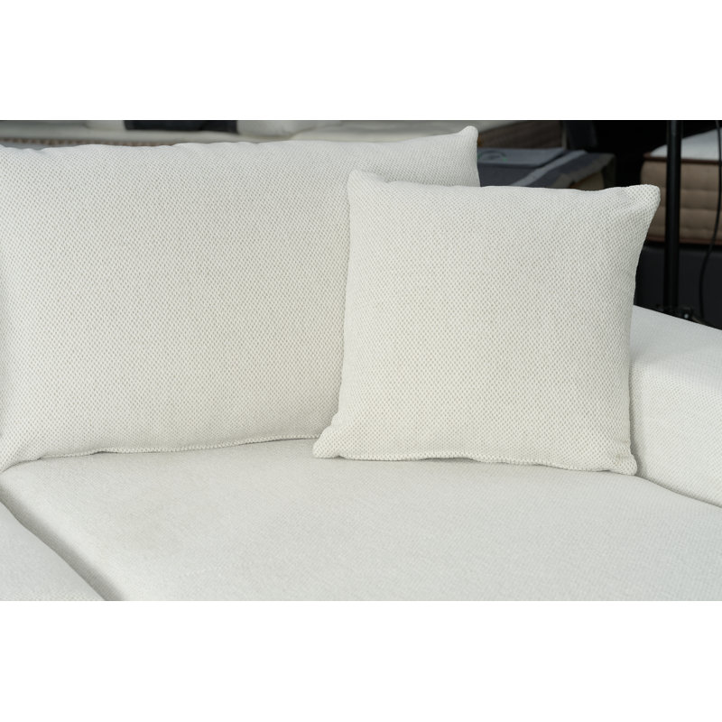 Lorett Upholstered L-Shaped Compression Sectional (Right Hand Facing), White