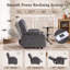 Fauteuil inclinable électrique avec deux porte-gobelets, poche de rangement latérale, revêtement en chenille douce, fauteuil de cinéma électrique réglable pour salon et chambre, gris-1991234207