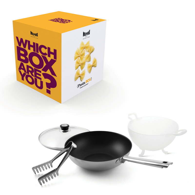MEPRA Non-Stick 18/10 Stainless Steel, Polycarbonate Wok Set with Lid