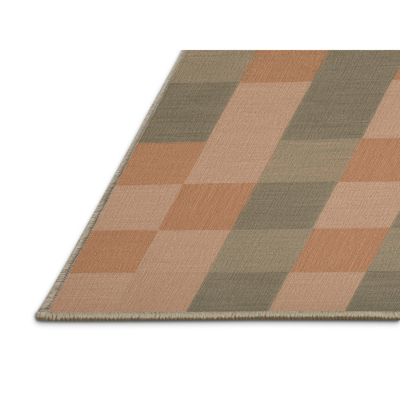 Tapis brun à carreaux lavable à la machine, Rectangle 2 pi x 3 pi