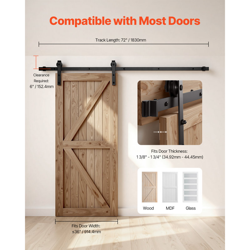Sliding Barn Door Hardware Kit for Single Sliding Barn Door