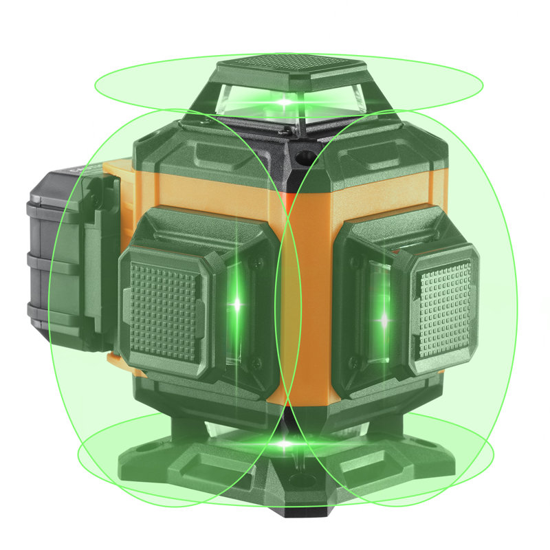 Laser Level, 100ft, Self Leveling Manual Green 3 x 360° Cross 16 Line Laser