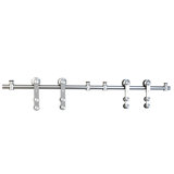 Sliding Rolling Door Hardware Kit for Double Glass Doors w/ Fittings(2-Piece Rails)