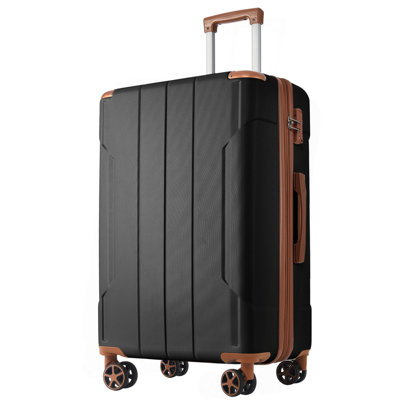 Bagages rigides, valises en ABS léger et durable avec roues doubles, bagages de voyage extensibles à carreaux de 24 pouces