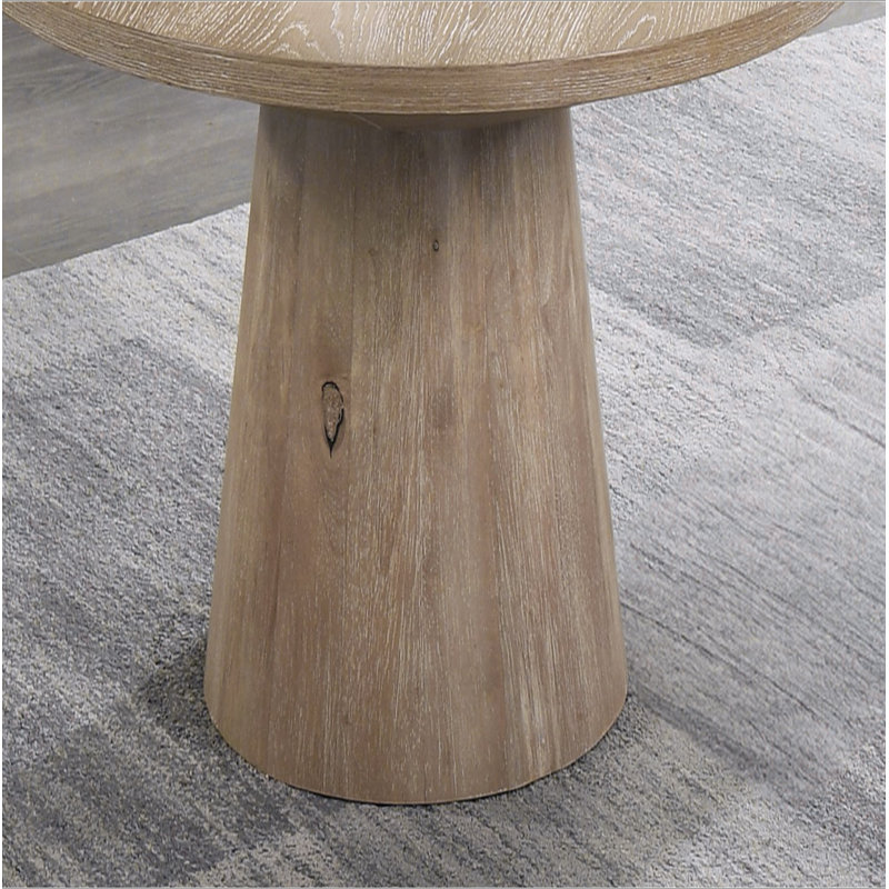 Table basse ronde de style contemporain avec piédestal en forme de cône, Chêne