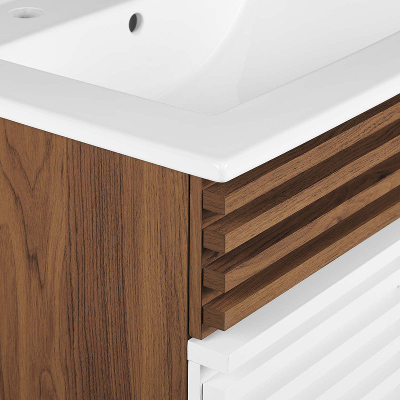 Meuble-lavabo Render de Modway, Blanc / Noyer