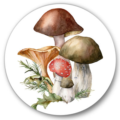 " Autumn Composition With Mushrooms Amanita Muscaria " Mixed Media Print